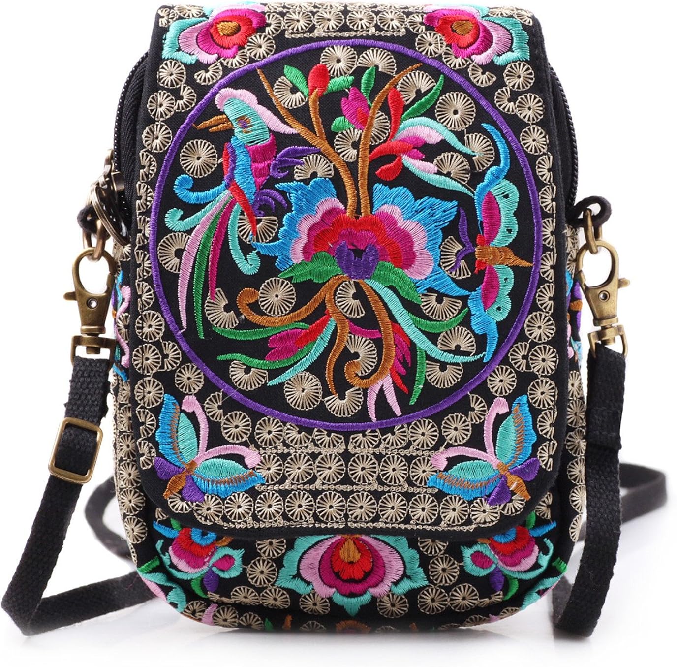 Goodhan Vintage Handmade Women Mini Crossbody Bag Cellphone Pouch Small Handbag Coin Purse, Style 01: Basic Version