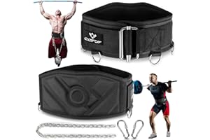 COFOF 3-in-1 Weighted Pull Up Belt, Weight Lifting Dip Belt with 40.6 IN Chain & Self Locking, Weighte d Gym Belt for Pull Up, Squat, Powerlifting & Deadlift, Capacity Up to 350 LBS