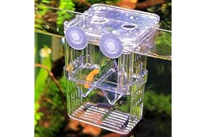 WishLotus Fish Breeding Box, Suspended Breeder Box for Fish Tank with Suction Cups, Multi-Funtional Aquarium Fish Isolation Box Hatchery Incubator for Shrimp Clownfish Betta (S)