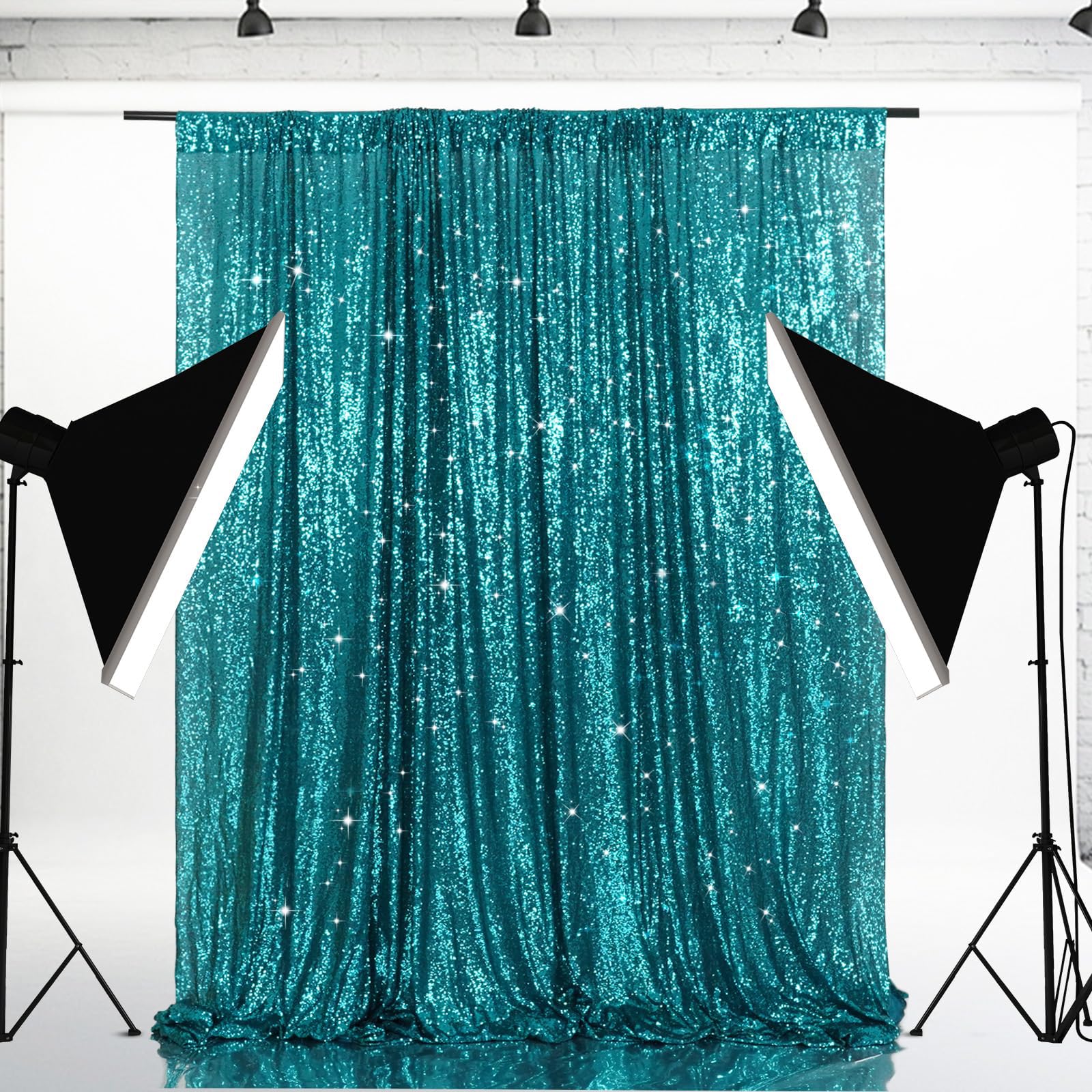 Eternal Beauty Teal Sequin Backdrop, 5x7 Ft Glitter