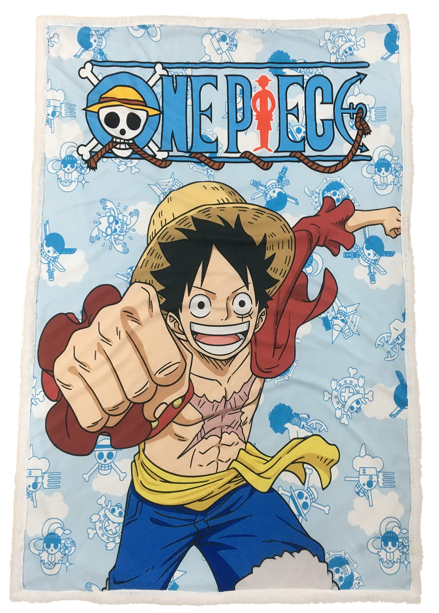 HÔMADICT One Piece Sherpa Blanket – 100 x 150 cm – Soft and Warm Fleece Blanket – Luffy and Comfortable – Officially Licensed