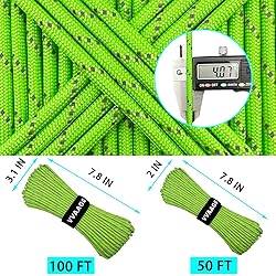 VVAAGG Reflective Paracord Rope 100FT, 7 Strand