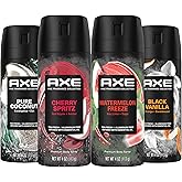 AXE Fine Fragrance Body Spray Variety Pack 4 Pack Touch of Sweetness - Cherry Spritz, Pure Coconut, Black Vanilla, Watermelon Freeze Aluminum Free 4 oz