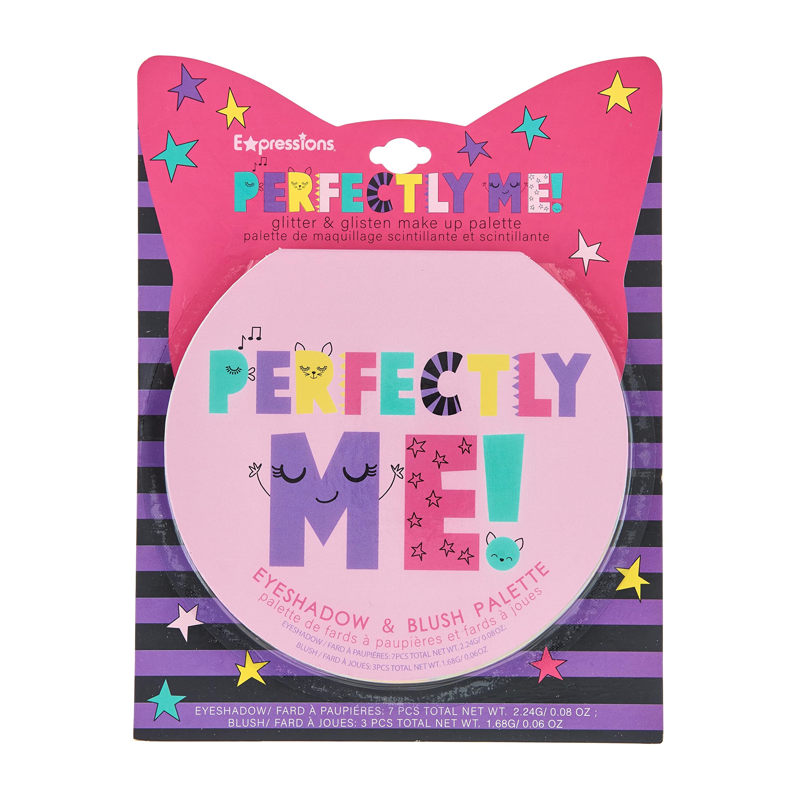 Perfectly Me Glisten & Glitter Makeup Palette 10 Color Eyeshadow Palette & Blush Makeup Novelty Beauty Set, Fold Out Compact with Mirror, Washable, Non-Toxic