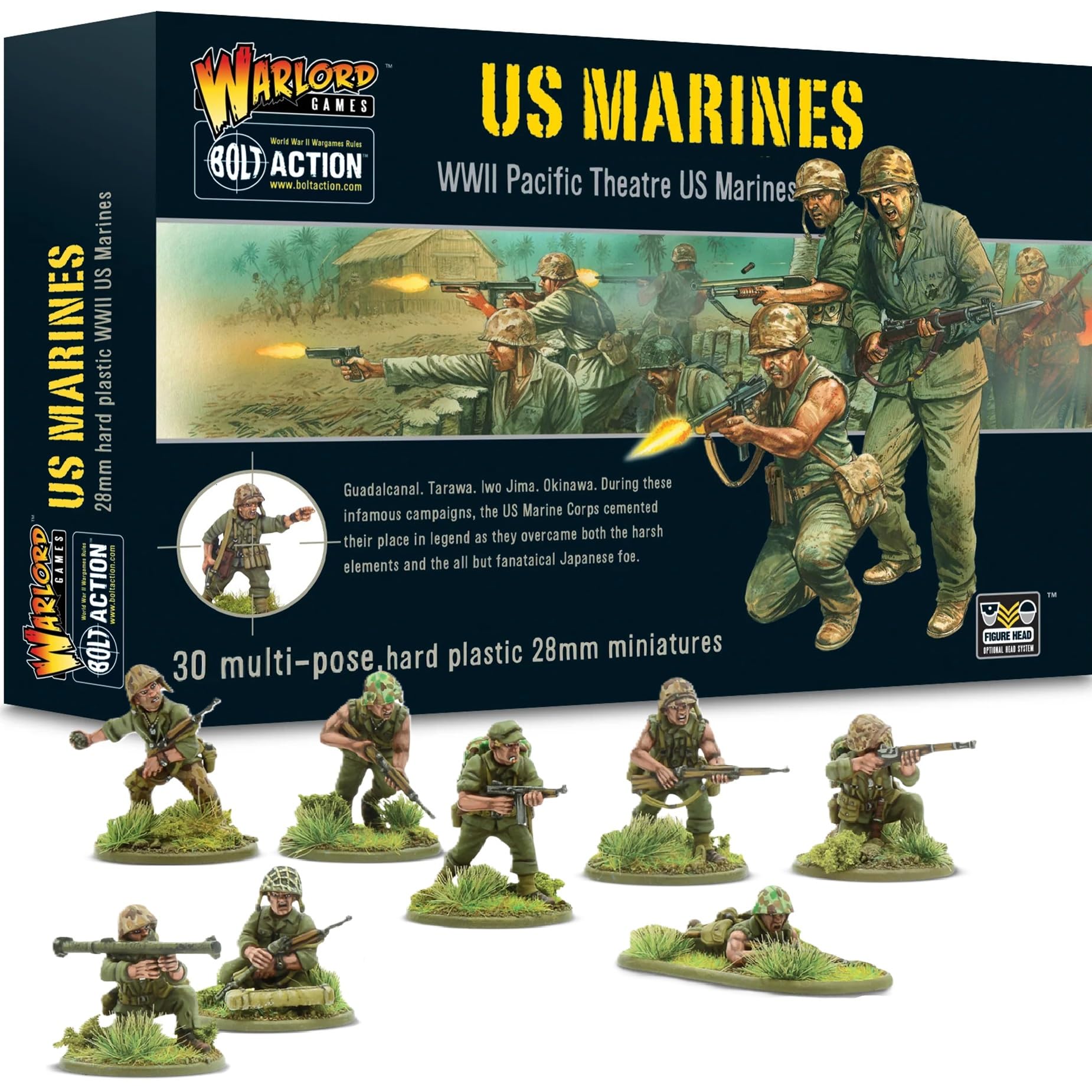 Bolt Action US Marines Infantry Platoon - 28mm Scale Plastic Miniatures by Warlord Games Highly Detailed World War 2 Miniatures by Warlord Games