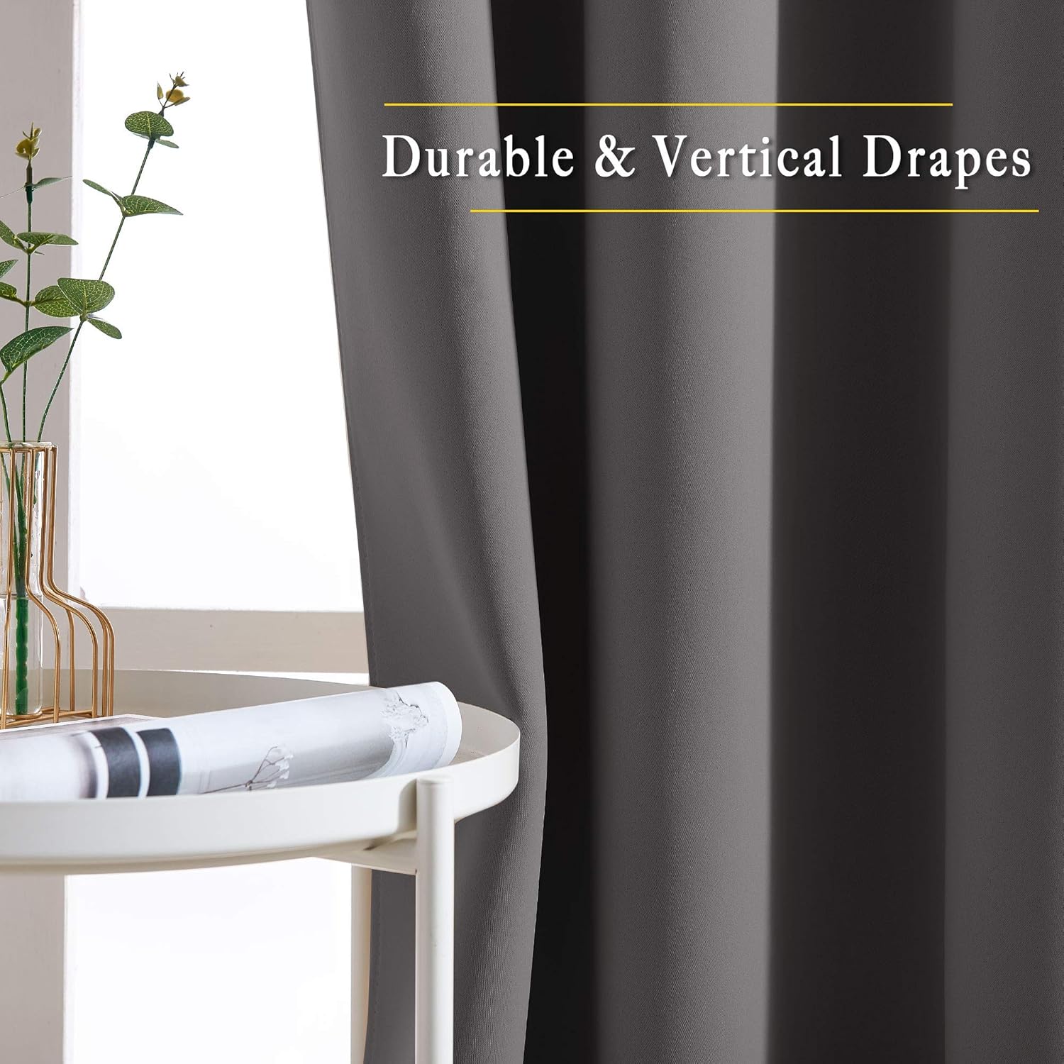 NICETOWN Blackout Curtains Panels for Bedroom - Window Treatment Thermal Insulated Solid Grommet Blackout Drapes for Living Room (Set of 2 Panels, 52 by 45 Inch, Grey): Home & Kitchen