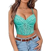 Avidlove Lace Bralette for Women V Neck Bustier Corset Tops with Underwired Racerback Adjustable Strap Crop Top