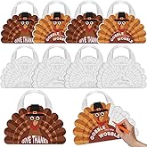 Kacctyen 24 Pcs Thanksgiving Coloring Goodie Bags Bulk Thanksgiving Turkey Crafts Non Woven Color Your Own Bags with Handles Holiday Decorations for DIY Making