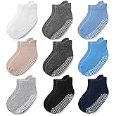 JAKIDAR Baby Toddler Socks Non Slip 9 Pairs Cotton Ankle Grip Socks for Boys Girls Baby Kids Infants Children