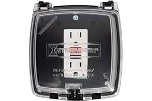 Intermatic WP1020C 2-1/4” Deep Weatherproof Outlet Cover – UV Stabilized Clear, GFCI & Duplex, Vertical Mount, UL Certified – Fits Single Device Only for Larger Double-Gang 4” x 4” Boxes