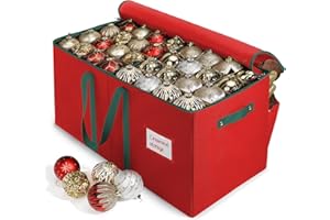 Large Christmas Ornament Storage Box,4 Tier Holds Up to 128 Holiday Ornaments 3-Inch, Xmas Decorations Accessories Bag with D