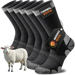 Niorasen Merino Wool Socks for Men & Women, Thermal Winter Crew Warm Socks | seamless toe and cushioned comfort, ideal for co