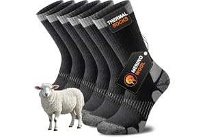 Niorasen Merino Wool Socks for Men & Women, Thermal Winter Crew Warm Socks | seamless toe and cushioned comfort, ideal for cold weather, work boots, hiking and holiday stocking stuffers, gift