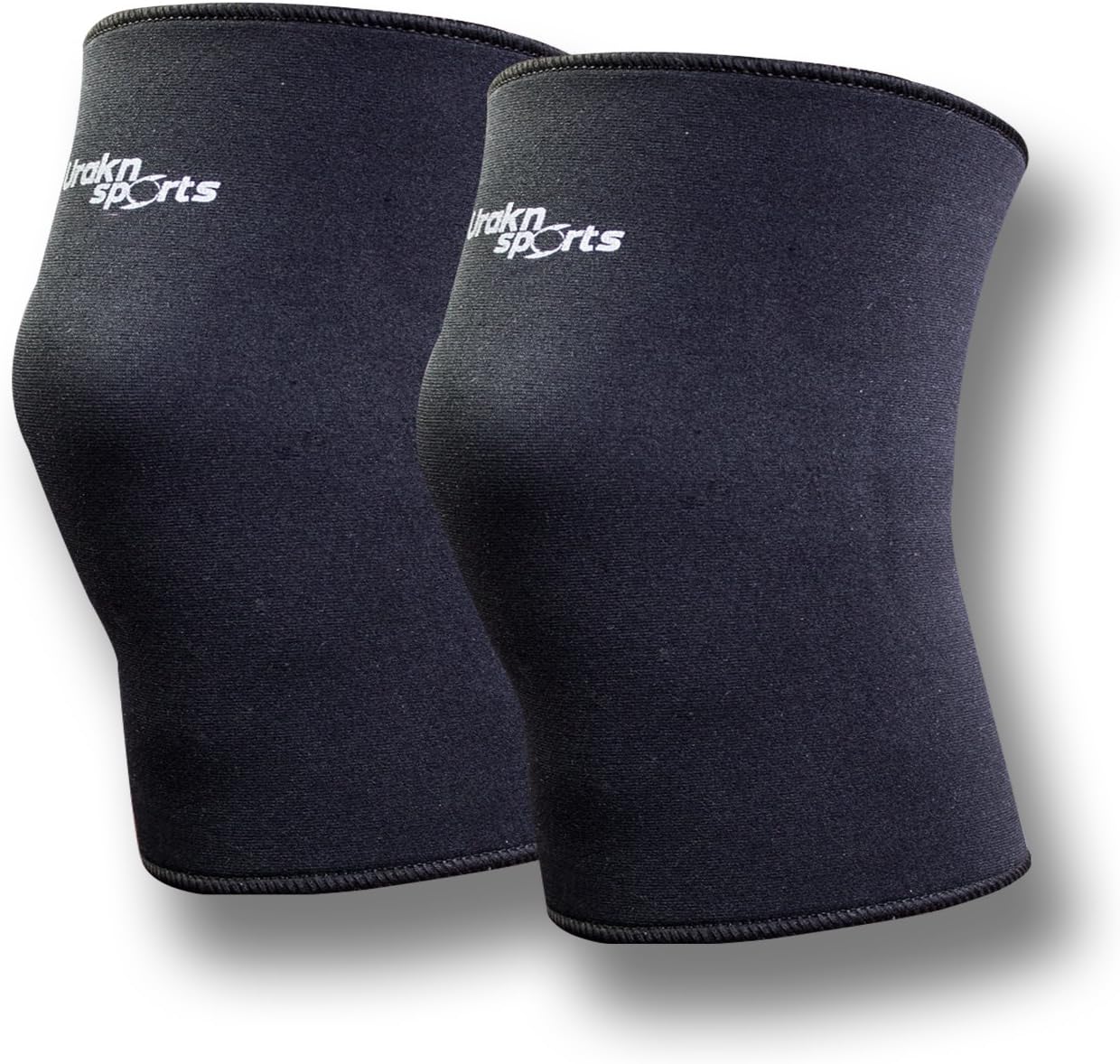 URAKN SPORTS Knee Compression Sleeves Black Neoprene, 1 Pair, Best Thick Brace Support for Powerlifting, WieghtLifting, Crossfit, Squats, Training, Lifting, Men, Women