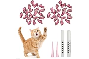 PETAXCELL Cat Nail Caps, Cat Claw Covers with Adhesive Glue and Applicators, Kitten Claw Caps Soft Paws, (40 Pcs, XS, Crystal