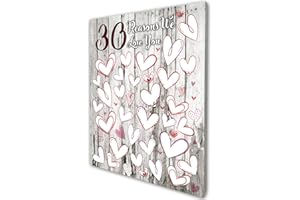akeke 30 Reasons We Love You, 30th Birthday Gift Guest Book, for Her, Man, Woman, Sister, Friend, Family, Wood GuestBook Party Decoration, 30th Birthday Sign