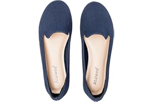 Ataiwee Women's Wide Width Flat Shoes，Comfort Plus Size Fashion Round Toe Wide Loafer Shoes.