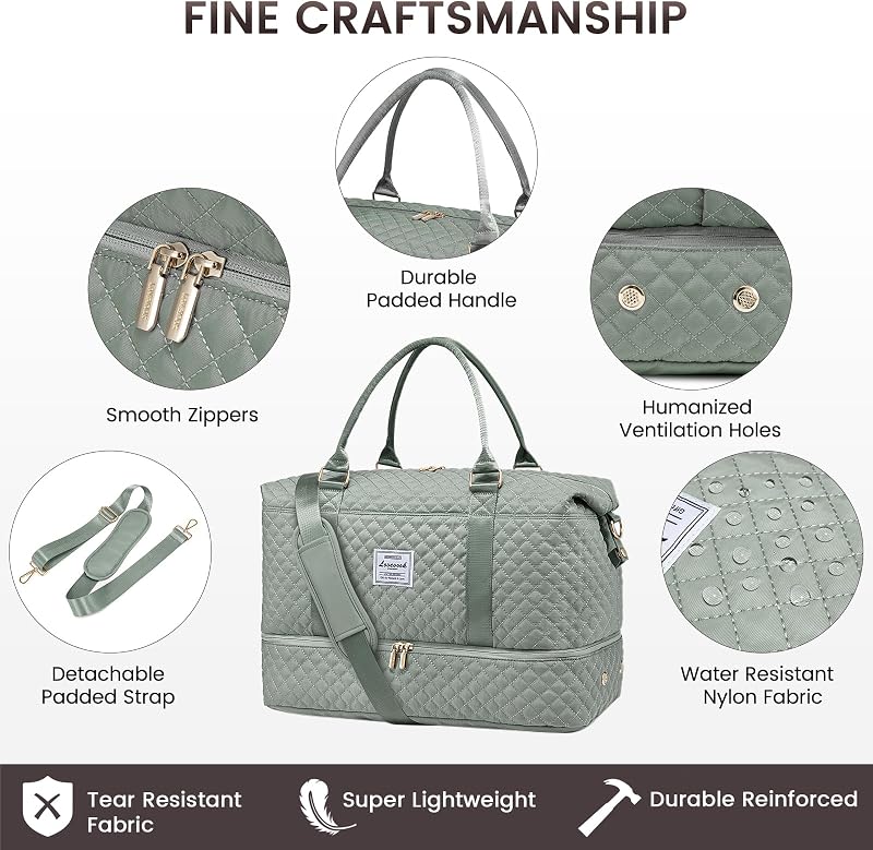 Sporttasche Reisetasche Damen Groß Weekender Travel Duffle Bag mit Kulturbeutel Handgepäck Tasche mit Schuhfach Kliniktasche Geburt Mama Set Wasserdicht für Flugzeug Reise Gym Camping