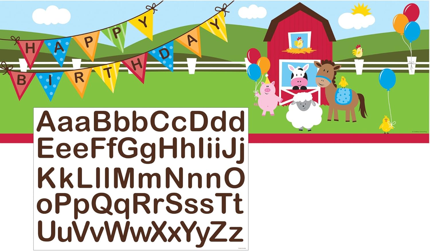 Creative Converting Farm Animals Happy Birthday Giant Banner with Stickers - 1 Pc, Multicolored