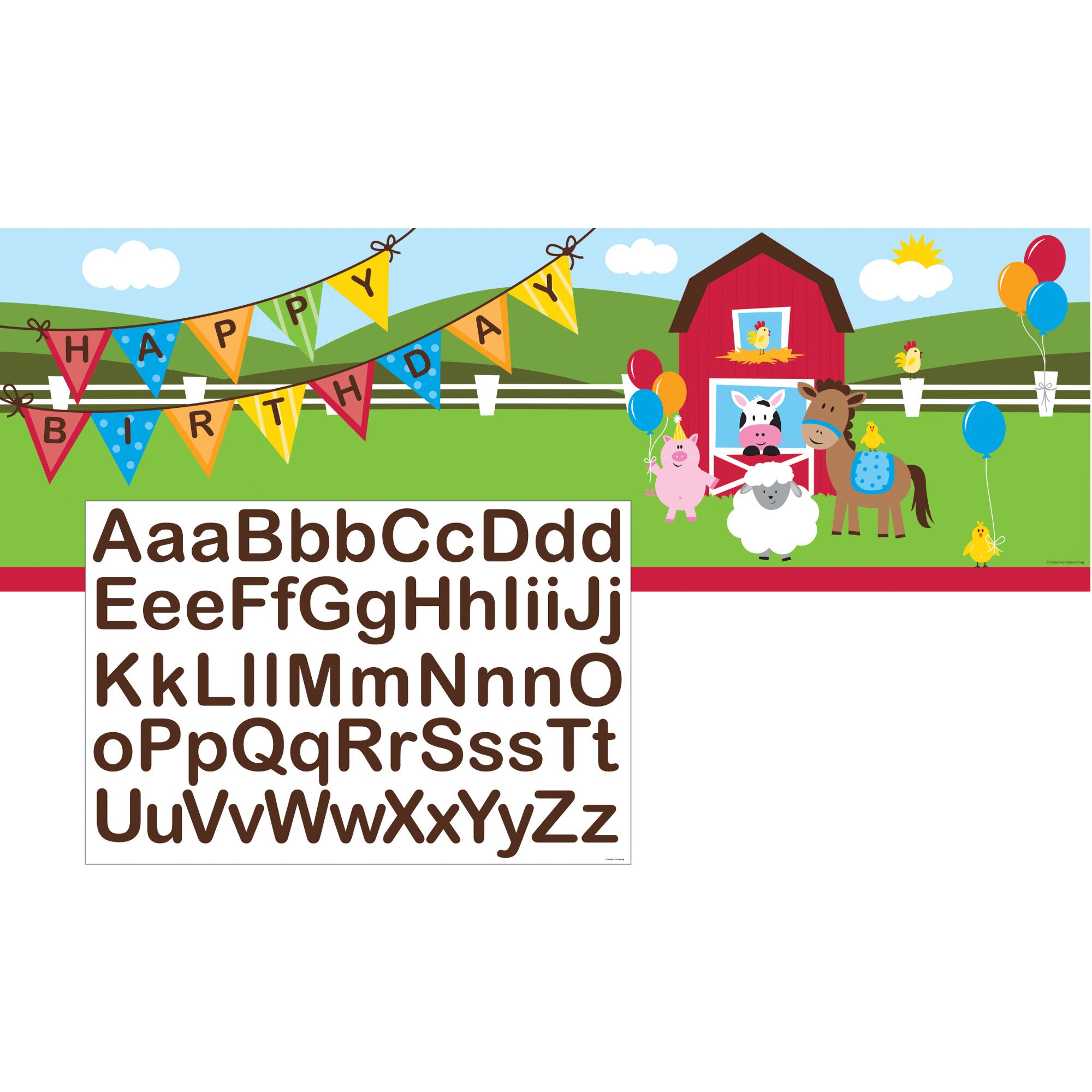 Creative Converting Farm Animals Happy Birthday Giant Banner with Stickers - 1 Pc