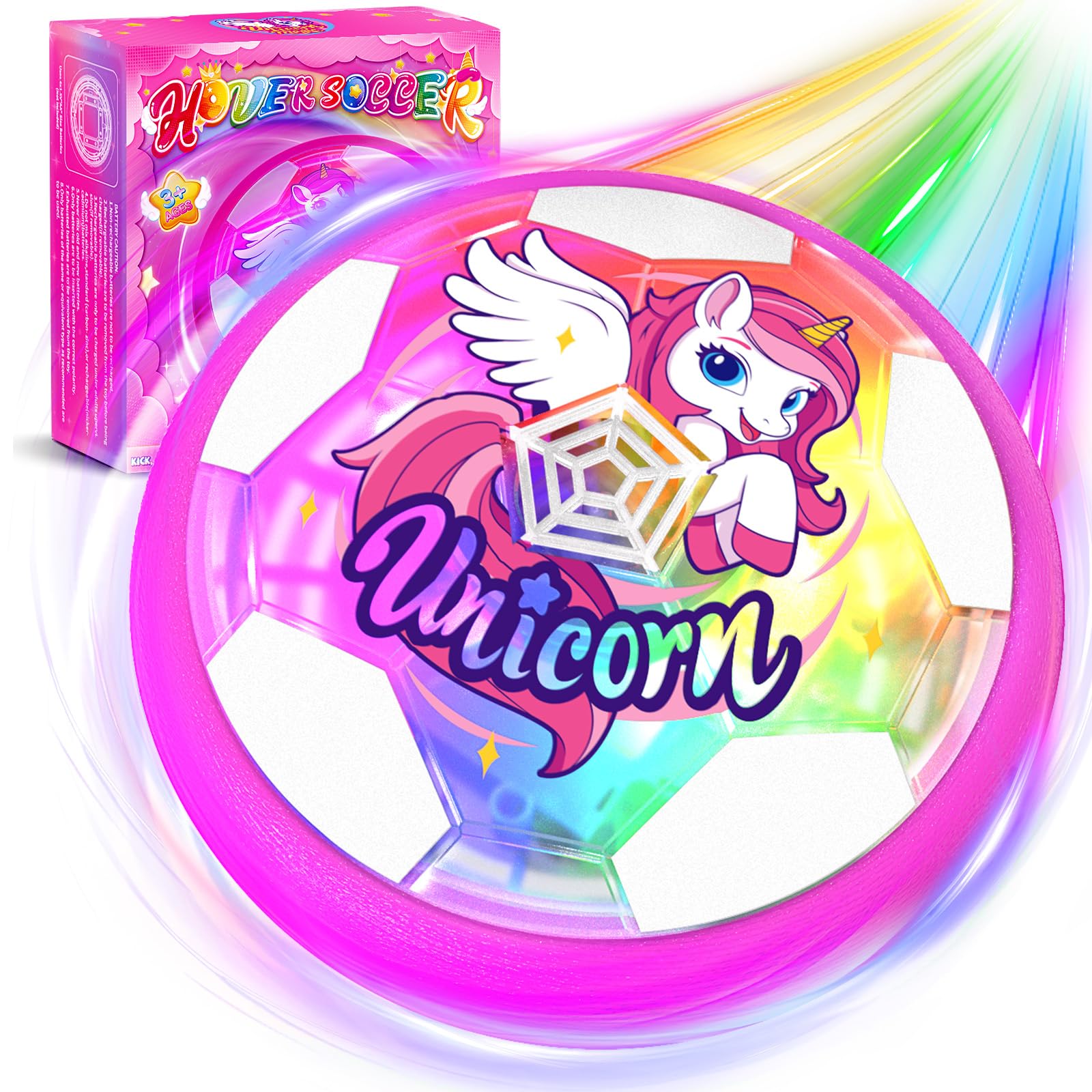 Hover Football for Girls Toys Age 3-12, Lighted Indoor Football Unicorn Gifts for Girl 3-10 Year Old Toys for 3 4 5 6 7 8 9 10 Year Old Girls Birthday Present Outdoor Garden Toys Easter Gifts for Kids