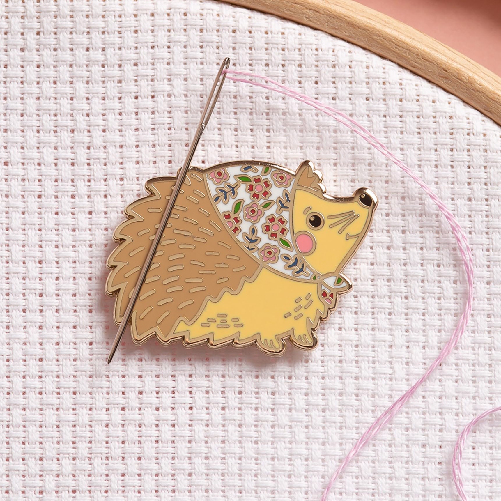 Needle Minder - Hedgehog for Cross Stitch, Sewing, Embroidery and Needlework Accessories, Enamel and Magnetic