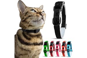 OutdoorBengal Black Cat Collar Breakaway, Soft Padding for Medium to Large Cats - Durable Heavy Duty Tactical Fabric, Comfortable, Quick Release Breakaway Cat Collars, No Bell Collar (Black, Adult)