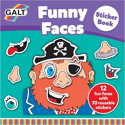 Galt Funny Faces Sticker Book for Kids Ages 3 Plus with 12 Blank Faces