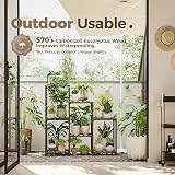 Bamworld Plant Stand 3-Tier Ladder Shelf Indoor Outdoor Wood Plant Rack view 3