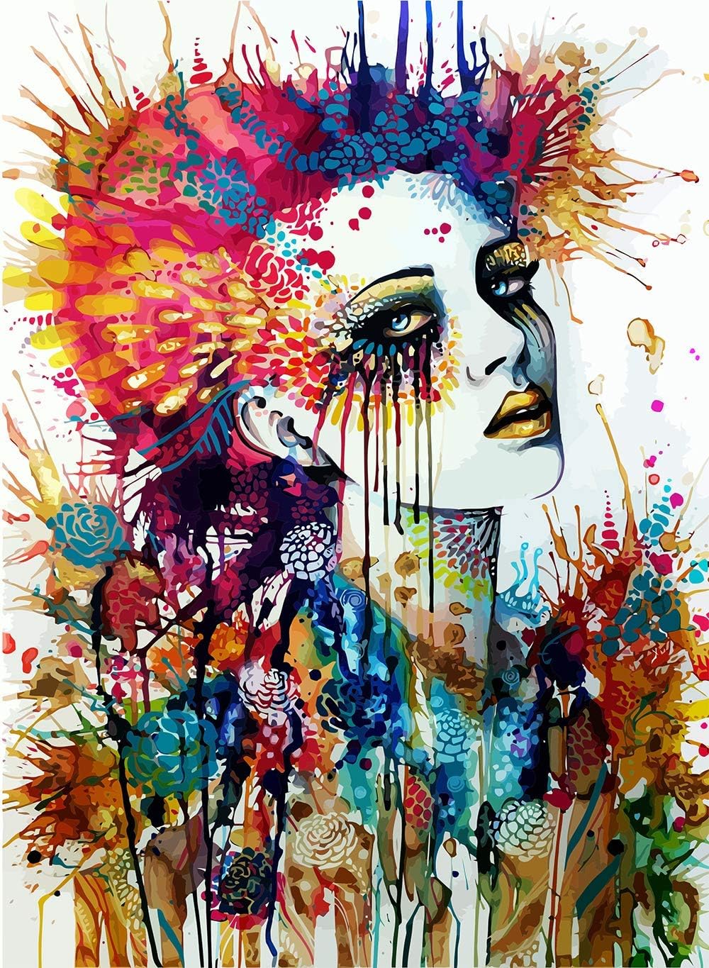 Sqailer Diamond Painting Full Round Drill Colorful Women Rhinestone Embroidery for Wall Decoration 12X16 inches