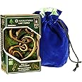 Enigma Hanayama Cast Metal Brain Teaser Puzzle, Level 6 Difficulty, with Blue Velveteen, Satin Lined Drawstring Pouch