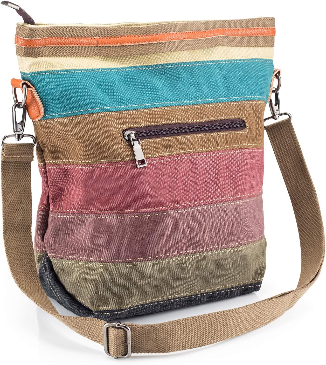 SNUG STAR Multi-Color Striped Canvas Handbag Cross Body Should Purse Bag Tote-Handbag for Women