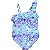 kavkas Baby Girl Swimsuit Cute One Piece Bathing Suit with Sun Protection Ruffles Swimwear (9M-6T)