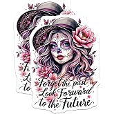 (2 Pack) Sugar Skull Girl Stickers - Inspirational Quotes Stickers - Skull Art Stickers - 5