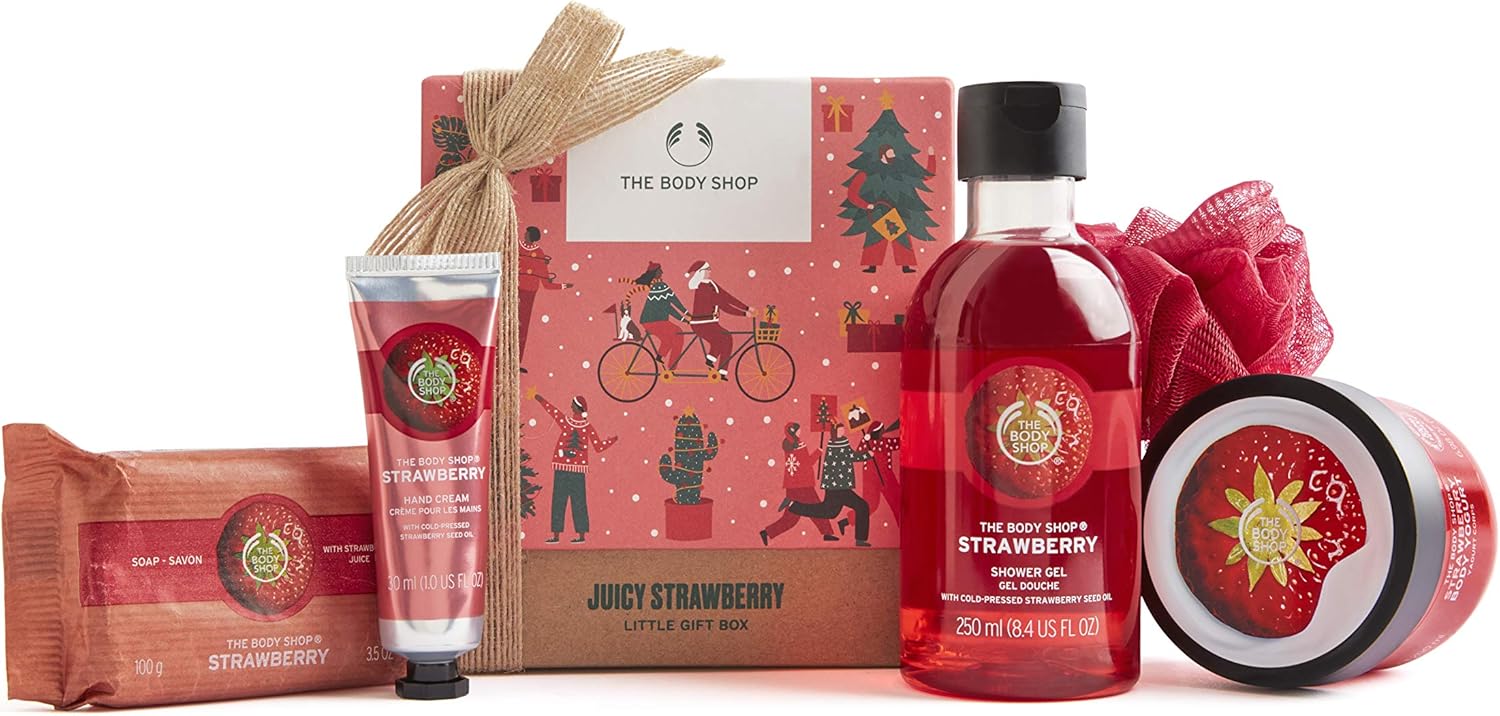 The Body Shop Juicy Strawberry Festive Pampering Essentials Body Yogurt
