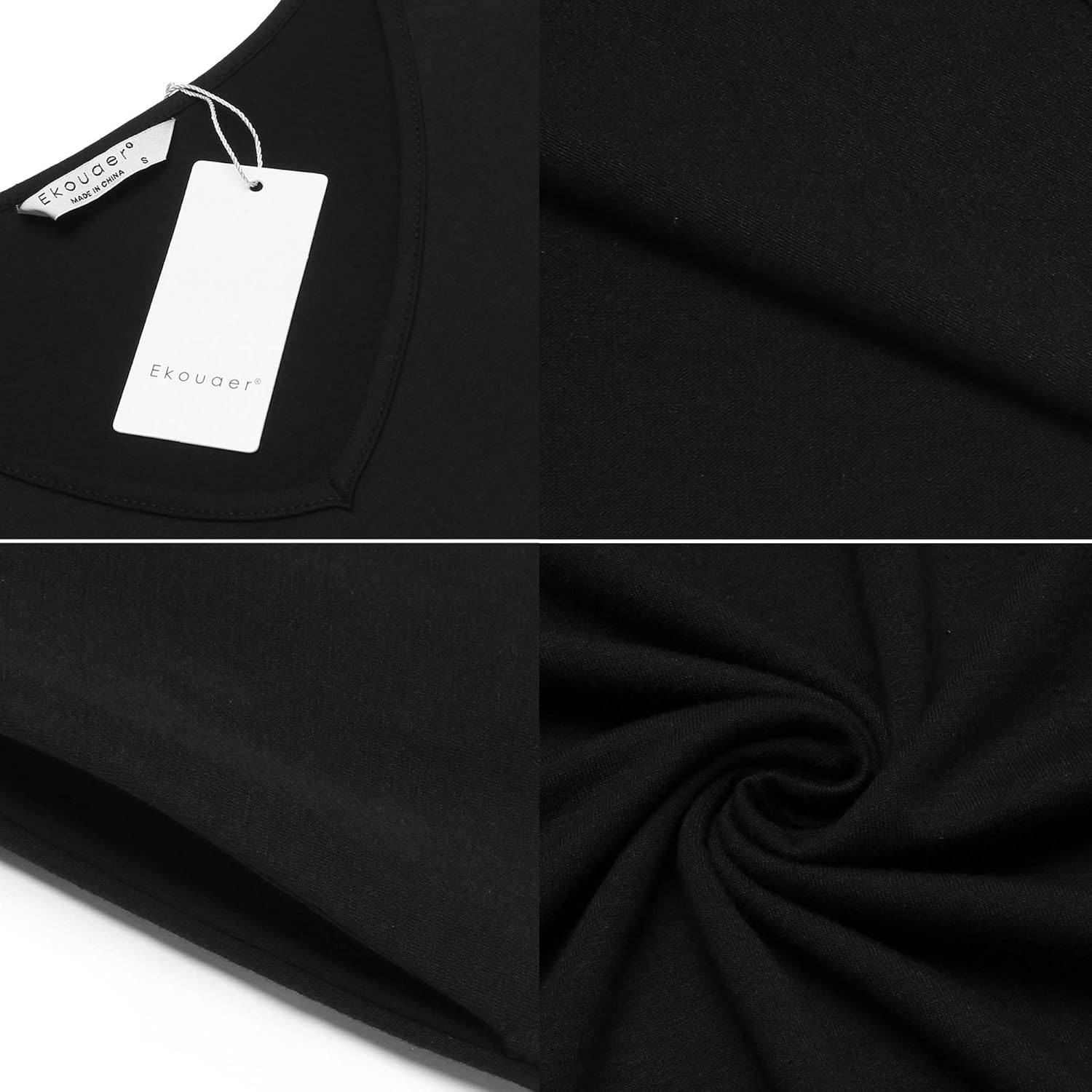 Ekouaer Sleepwear Women's Casual V Neck Nightshirt Short Sleeve Long Nightgown S-XXL at  Women’s Clothing store