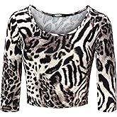 SSOULM Women's 3/4 Sleeve Scoop Neck Cotton Slim Fit Crop Top (S-2XL)