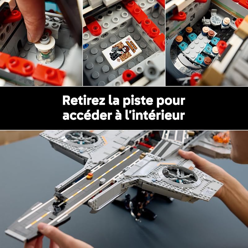 ǀ Marvel L’Héliporteur du Shield - Maquette de Porte-Avions pour Adulte - 6 Minifigurines Dont Captain America & Nick Fury - Décoration DIY pour Étagère - Cadeau Avengers pour Fan 76354