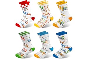 Queenshin Kids Boys Socks Space Rocket Game Pirate Basketball Dinosaur Racing Car Funny Socks Novelty Birthday Gifts 6 Pairs