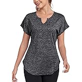 Abrooical Women's Short Sleeve Workout Shirts V Neck Exercise Yoga Basic Top Quick Dry Side Split