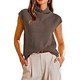 Arach&Cloz Women's Wool Blend Mock Neck Business Casual Sweater Vest 2025 Fall