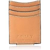 ARIAT Unisex-Adult's Floral and Basket Stamp Magnetic Money Clip Wallet, tan