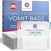 Medi Grade Absorbent Vomit Bags Disposable for Adults and Kids, 22pcs - Travel Essentials Leakproof Barf Bags with Tissues Turn Vomit to Gel and Prevent Odor - Purse Essential Travel Size Sick Bags