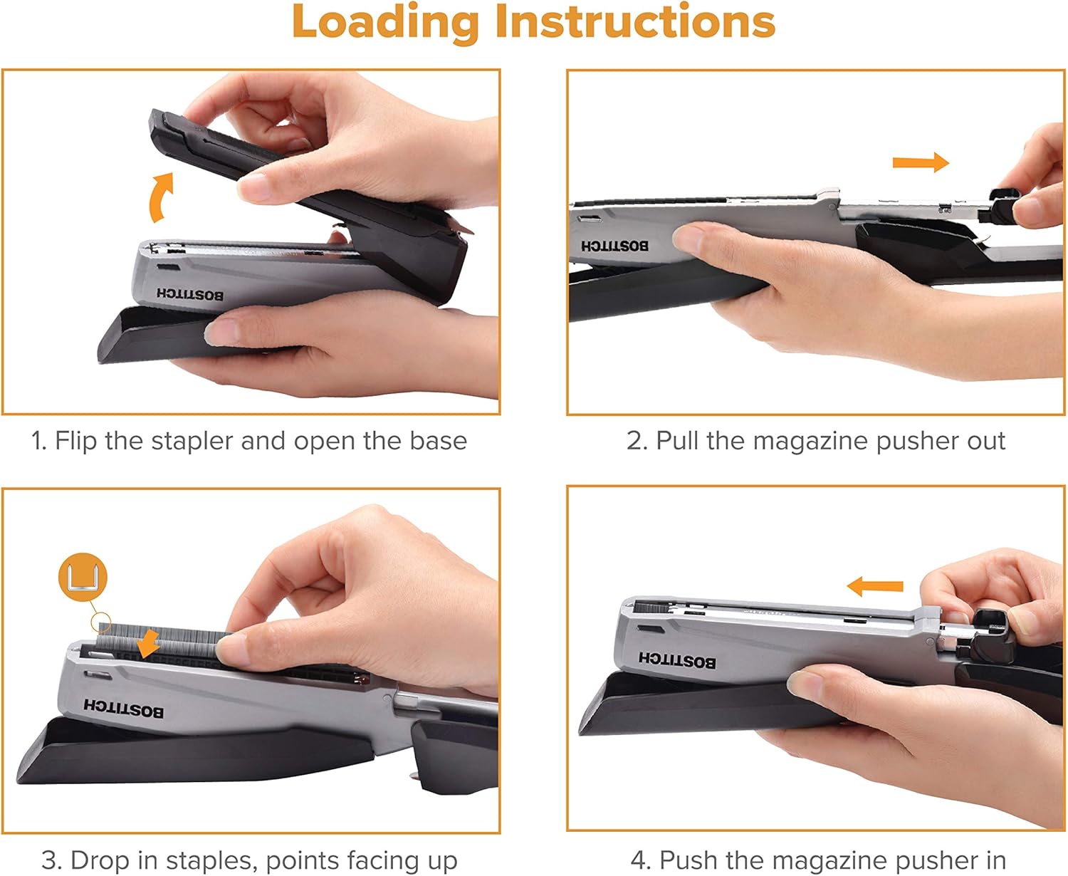 Bostitch Office Executive Stapler - 3 in 1 Stapler - One Finger, No Effort, Spring Powered Stapler, Black/Gray (INP20), 20 Sheets : Office Products