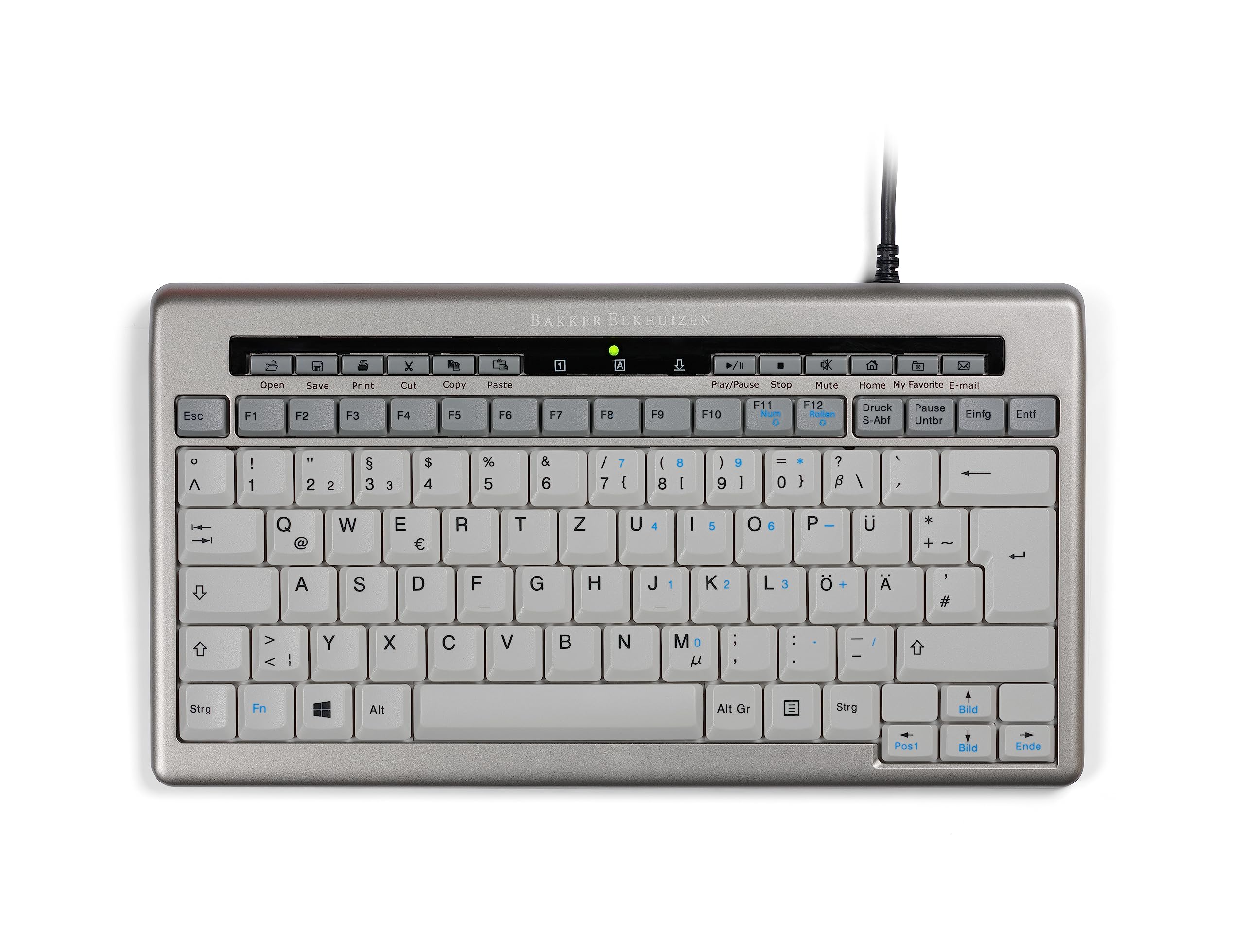 Bakker Elkhuizen BNES840DDE Keyboard QWERTZ S-board 840 Design USB silver-white