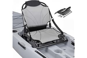 VEVOR Kayak Seat, 1 Pack 1.3" Raised Height, Universal Foldable Canoe Seat with Adjustable Back Support, Adjustable Straps, a