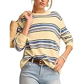ACCPUR Women's Striped Long Sleeve Knit Sweaters Casual Crewneck Loose Fit Pullover Tops 2025 Fall Fashion Outfits Clothes