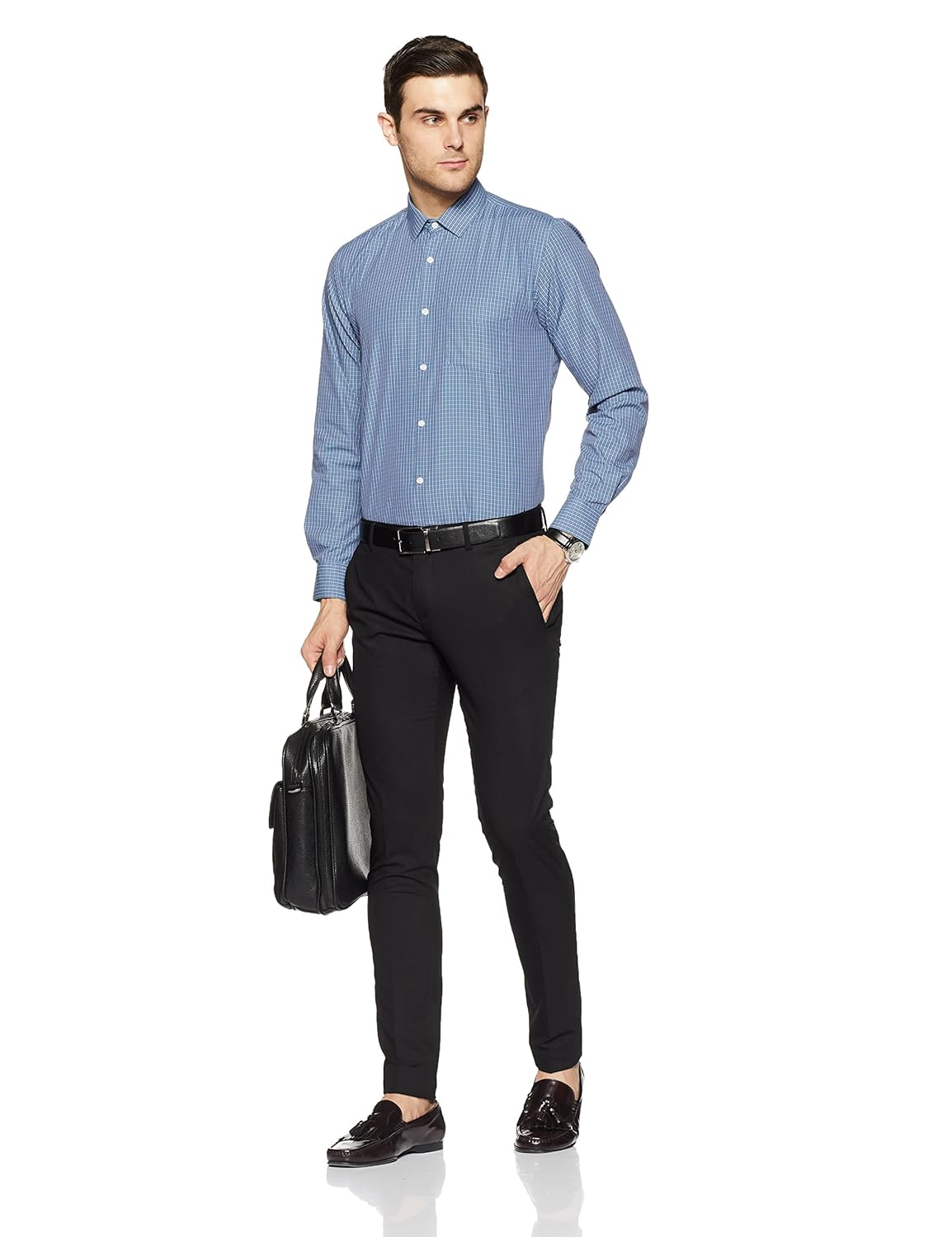 peter england men's solid slim fit formal shirt