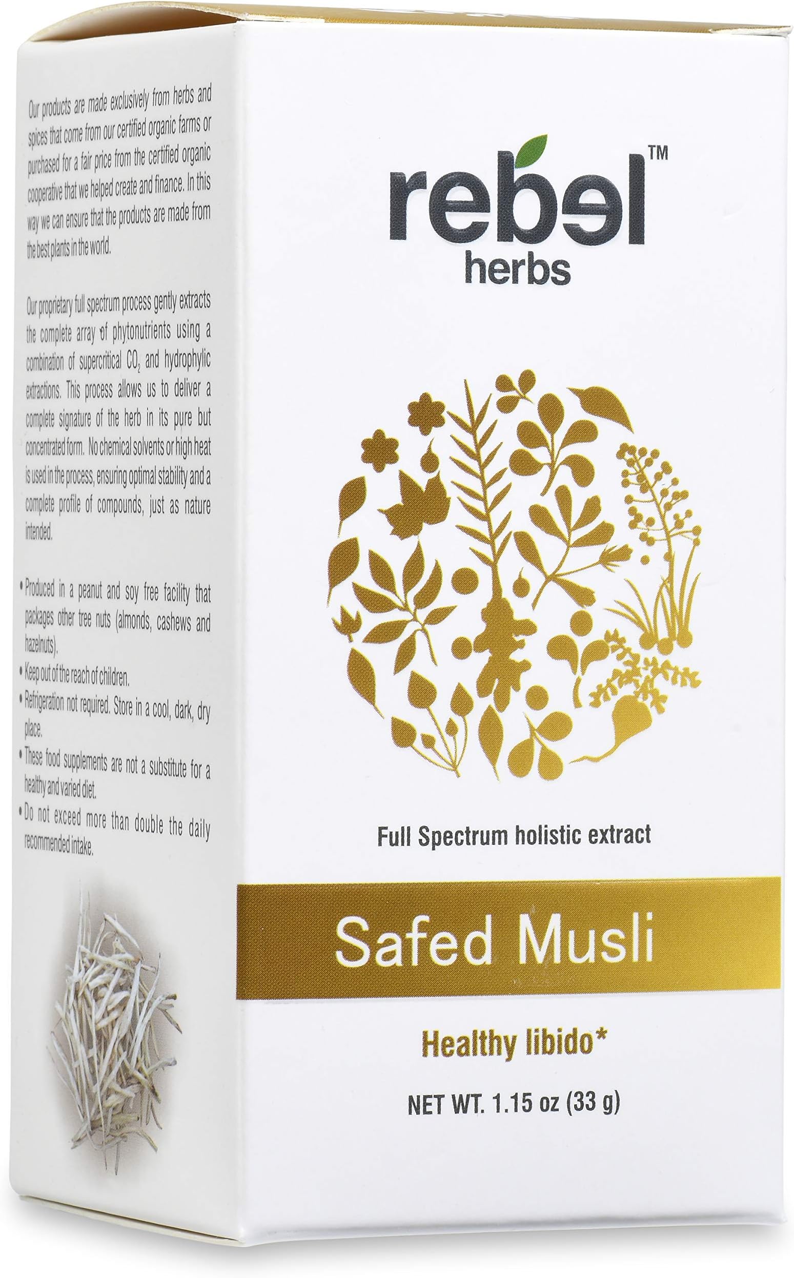 Rebel Herbs Dual Extracted Safed Musli Powder Chlorophytum Borivillianum, Best Herb for Vigor & Vitality, Improve Physical Strength, Muscle Builder Herbal Supplement