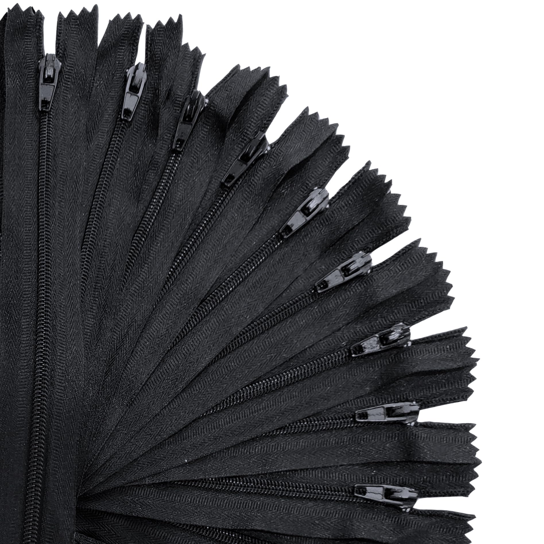 KGS Zippers for Sewing Crafts | 20 Pieces per Pack | Single Color #3 Nylon Zippers for Making Bags, Pouches, Pillow Covers and Sewing Craft Projects (Black, 15 Inch (20 Pieces))